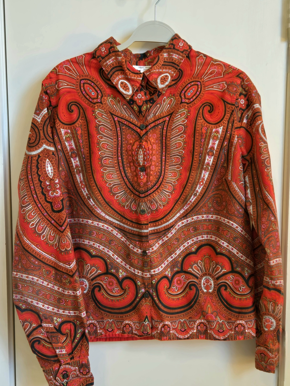 Isaac Mizrahi Red and Orange Paisley Print Cotton Top